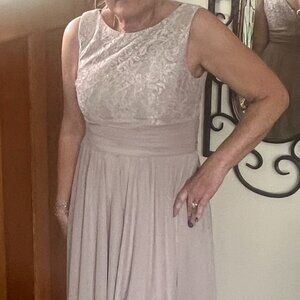 Jessica H - Champagne Lace and Chiffon Cocktail Dress